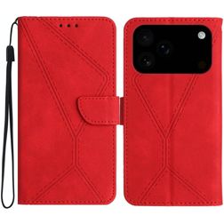 Mobigear Stitch iPhone 18 Pro Max Funda tipo libro Cartera - Rojo