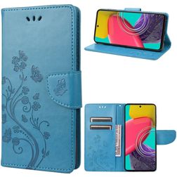Mobigear Flowers Samsung Galaxy M53 Knížkové pouzdro Peněženka - Modrá