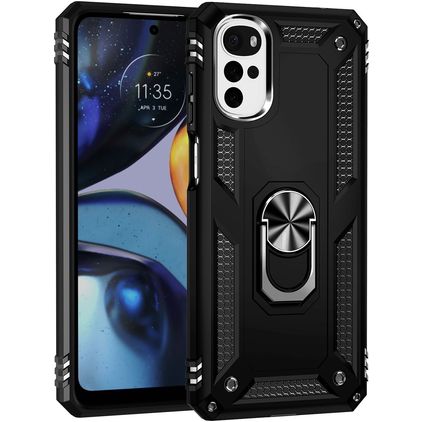 Mobigear Armor Ring Motorola Moto G22 Hardcase Back cover Antiurto con anello - Nero