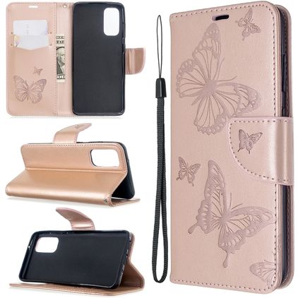 Mobigear Butterfly Samsung Galaxy S20 Funda tipo libro Cartera - Oro rosa