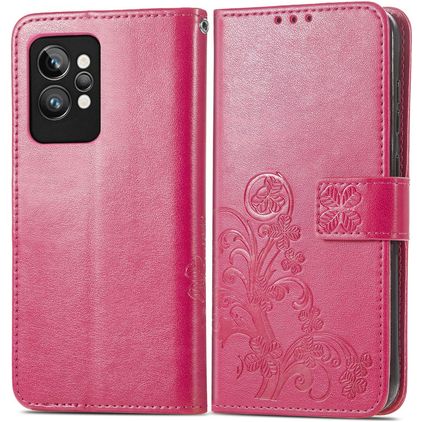Mobigear Clover Realme GT2 Pro Lompakkokotelo + Setelitasku - Punainen