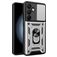 Mobigear Armor Ring Cam Slide Samsung Galaxy S24 FE Funda Plástico rígido Carcasa Antigolpes con anillo y tapa deslizante para cámara - Plateado