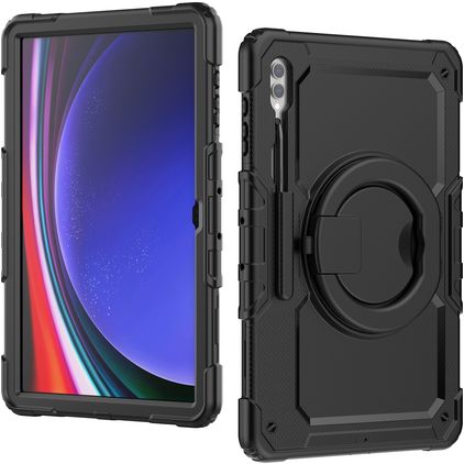 Mobilize Rotating Defender Samsung Galaxy Tab S9 Ultra Fodral Hårdplast / Silikon Skal + Axelrem + Ställ - Svart