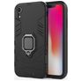 Mobigear Armor Ring iPhone XR Funda Plástico rígido Carcasa Antigolpes con anillo - Negro