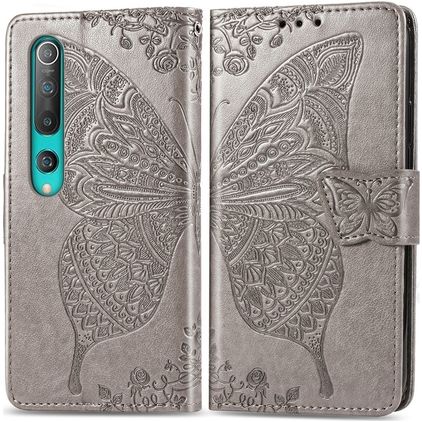 Mobigear Butterfly Xiaomi Mi 10 Pro Lompakkokotelo + Setelitasku - Harmaa