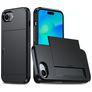 Mobigear Card iPhone 17e Fodral Hårdplast Skal Stötsäkert med korthållare - Svart