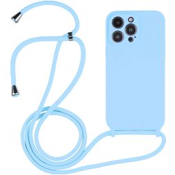 Mobigear Lanyard iPhone 15 Pro Max Silikon Kryt se šňůrkou - Modrá