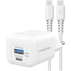 Mobilize Wall Charger Dual USB / USB-C USB-C 1.2 Meter Power Delivery 30W - White