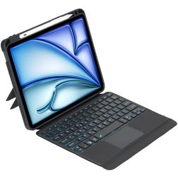 Mobigear Detachable Rotating iPad Air 11 tuuman (2025) Lompakkokotelo Bluetooth-näppäimistöllä (QWERTY) + Kynänpidike - Musta