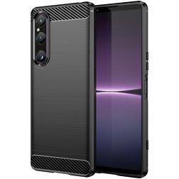 Mobigear Brushed Slim Sony Xperia 1 V TPU flexível Capa traseira - Preto