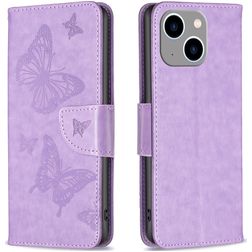 Mobigear Butterfly iPhone 15 Plus Pungetui med Seddelrum - Lilla