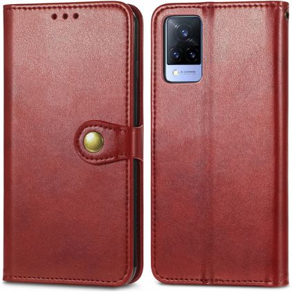 Mobigear Snap Button Vivo V21 Cover a libro portafoglio - Rosso