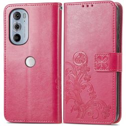 Mobigear Clover Motorola Edge 30 Pro Capa livro Carteira - Magenta