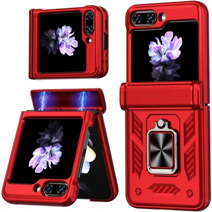 Mobigear Armor ring Samsung Galaxy Z Flip 6 Hårdt Bagsidecover Stødsikkert med ringholder - Rød