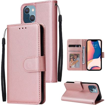 Mobigear Wallet iPhone 14 Plus Pungetui med Seddelrum - Rosaguld