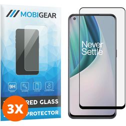 Mobigear Premium OnePlus Nord N10 5G Vidro temperado Película de ecrã - Compatível com capas - Preto (Pack de 3)