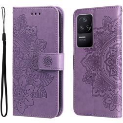 Mobigear Flowers POCO F4 Wallet case - Purple