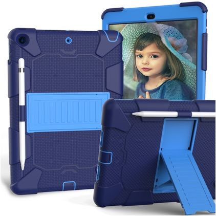 Mobigear ShieldStand iPad 7 (2019) Cover Hård plast / Silikone Bagsidecover + Stylus-holder + Stander - Mørkeblå