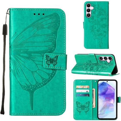 Mobigear Butterfly Samsung Galaxy A55 Capa livro Carteira - Verde