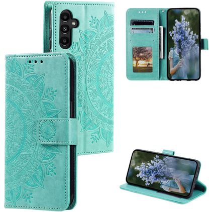 Mobigear Mandala Samsung Galaxy S25 FE Pungetui med Seddelrum - Grøn