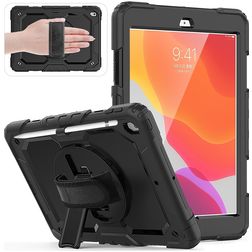 Mobigear SureGrip Xtreme iPad 9 (2021) Fodral Hårdplast / Silikon Skal + Pennhållare + Axelrem + Ställ - Svart