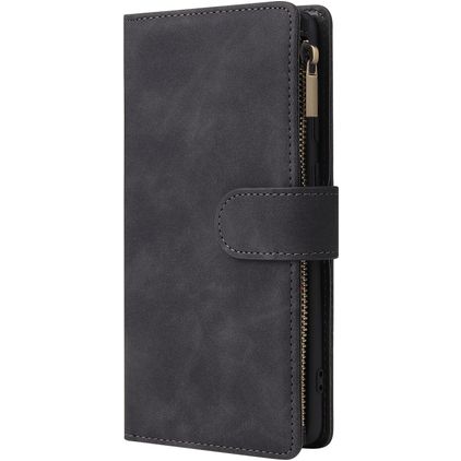 Mobigear Zipper Samsung Galaxy A71 Lompakkokotelo + Setelitasku - Musta