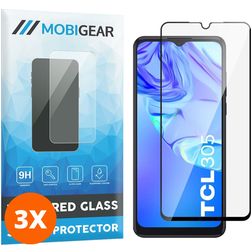 Mobigear Premium TCL 305 Härdat glas Skärmskydd - Skalvänligt - Svart (3-pack)