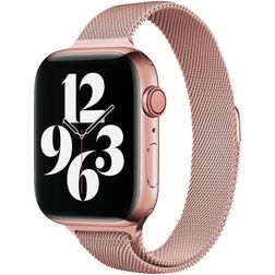 Mobigear Slim Loop Bracelete Milanesa Fecho magnético para Apple Watch - 42/41/40/38 mm - Rosa dourado