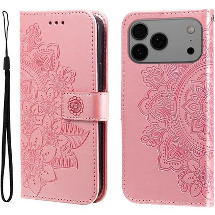 Mobigear Flowers iPhone 18 Pro Max Pungetui med Seddelrum - Rosaguld