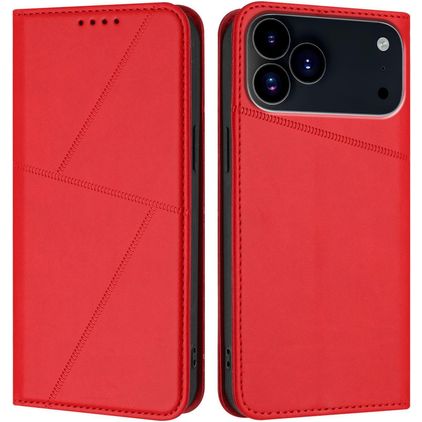 Mobigear Frosted Flip iPhone 17 Pro Pungetui med Seddelrum - Rød