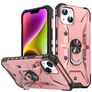 Mobigear Armor Ring iPhone 14 Tvrdý plast Zadní kryt odolný proti nárazům s prstýnkem - Růžově zlatá