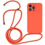 Mobigear Lanyard iPhone 14 Pro Max Silicona Funda con cuerda - Naranja