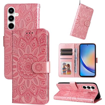 Mobigear Sunflower Samsung Galaxy A35 Knížkové pouzdro Peněženka - Růžově zlatá