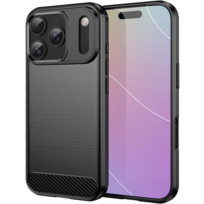 Mobigear Brushed Slim iPhone 18 Pro TPU flexível Capa traseira - Preto