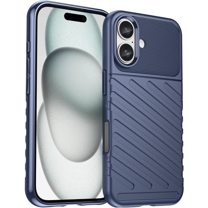 Mobigear Groove iPhone 16 TPU flexível Capa traseira - Azul