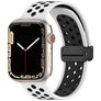 Mobigear Sport Plus Mag Silikoni Apple Watch Ranneke Magneettilukko - 42/41/40/38 mm - Musta / Valkoinen