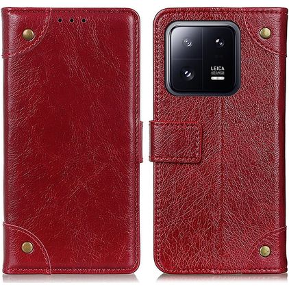 Mobigear Ranch Xiaomi 13 Lompakkokotelo + Setelitasku - Viininpunainen