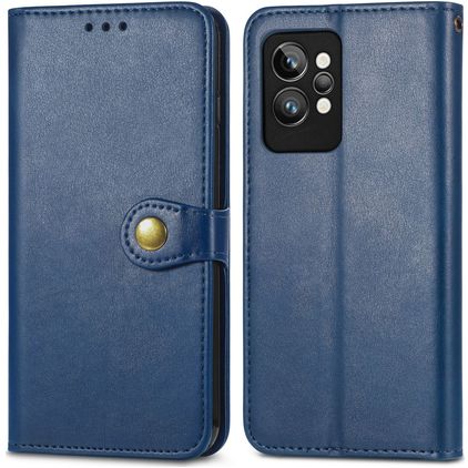 Mobigear Snap Button Realme GT2 Pro Plånboksfodral med sedelfack - Blå