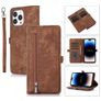 Mobigear Zipper iPhone 14 Pro Lompakkokotelo + Setelitasku - Ruskea