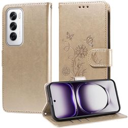 Mobigear Flowers OPPO Reno 12 Pro Funda tipo libro Cartera - Dorado
