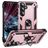 Mobigear Armor ring Samsung Galaxy S25 FE Plástico rígido Capa traseira Antichoque com anel - Rosa dourado