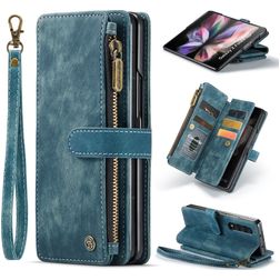CaseMe C30 Samsung Galaxy Z Fold 4 Pungetui med Seddelrum - Blå