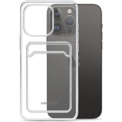 Mobilize Gelly Card Transparente iPhone 14 Pro Max TPU flexible Carcasa con tarjetero - Transparente