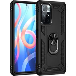 Mobigear Armor Ring Xiaomi Redmi Note 11 5G Kova Suojakuori Iskunkestävä + Sormuspidike - Musta