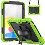 Mobigear SureGrip Xtreme iPad 10 (2022) Pouzdro Plast / Silikon Zadní kryt + Ramenní popruh + Stojánek - Černá / Zelená