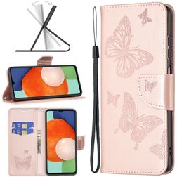 Mobigear Butterfly Samsung Galaxy A13 4G Pungetui med Seddelrum - Rosaguld