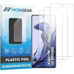 Mobigear Xiaomi 11T Pro Película de ecrã em plástico - Compatível com capas (Pack de 3)