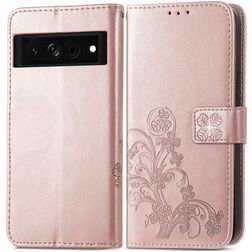 Mobigear Clover Google Pixel 7 Capa livro Carteira - Rosa dourado