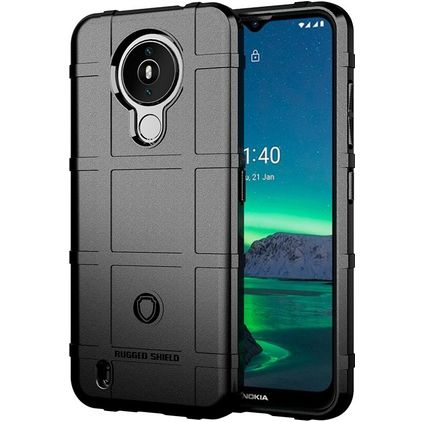 Mobigear Rugged Shield Nokia 1.4 Fleksibel TPU Bagsidecover Stødsikkert - Sort