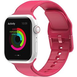 Mobigear Dashed Silikon Apple Watch Armband Spänne - 49/46/45/44 mm - Röd